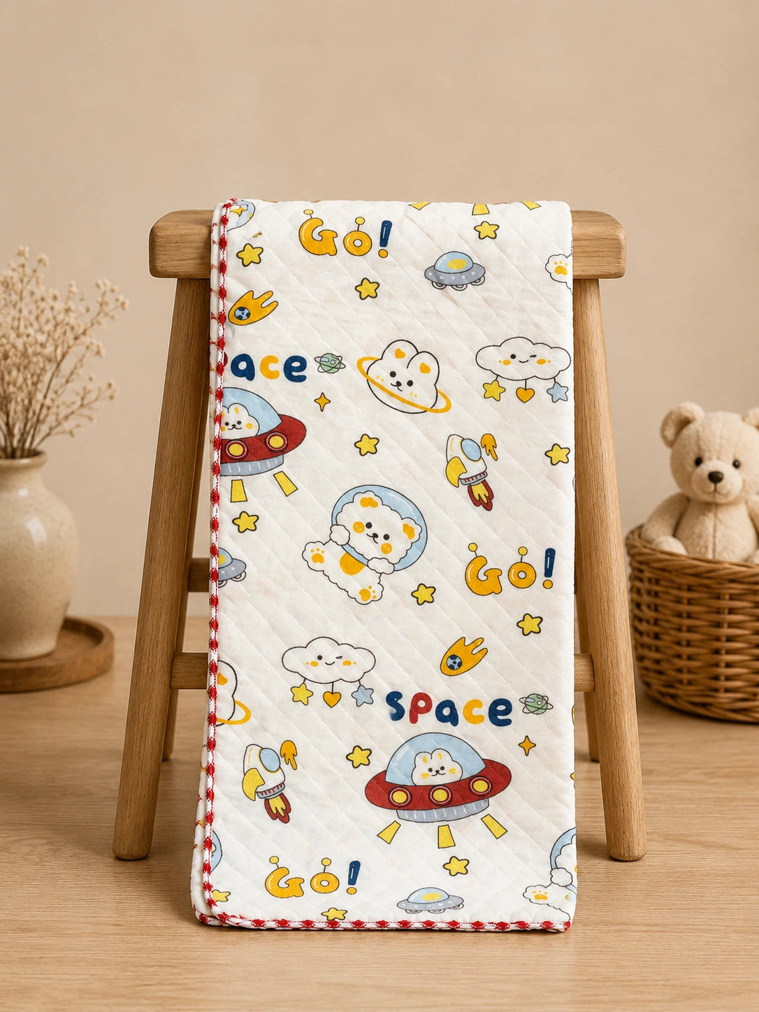 Baby Muslin 2 Layered Blanket – Soft & Breathable (85 x 85 cm) - Space