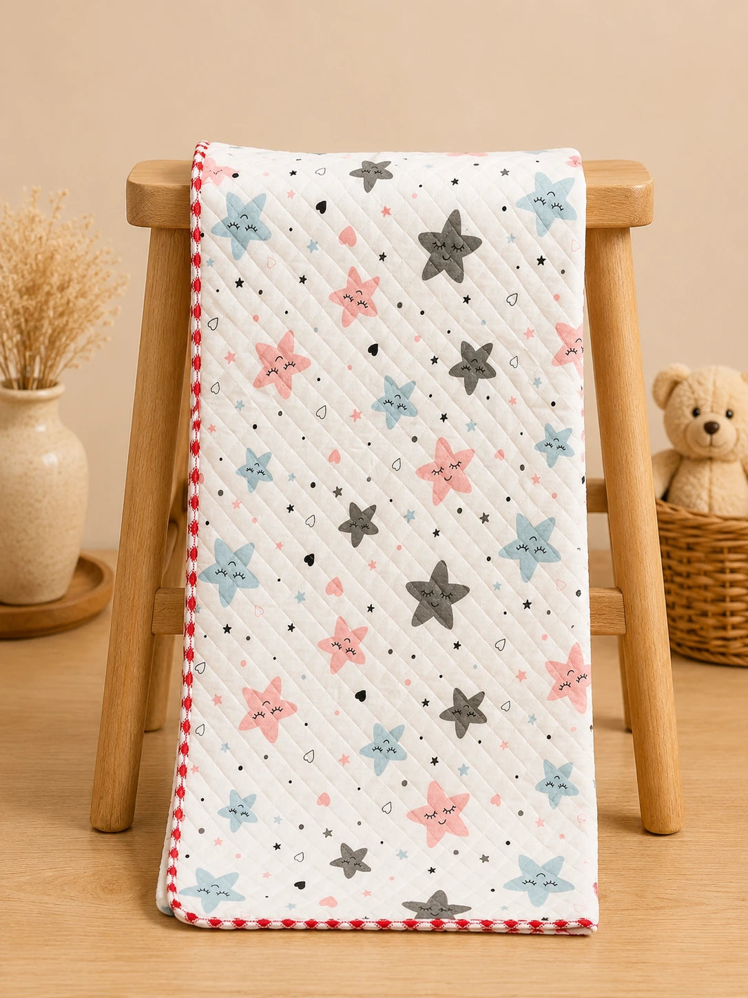 Baby Muslin 2 Layered Blanket – Soft & Breathable (85 x 85 cm) - star