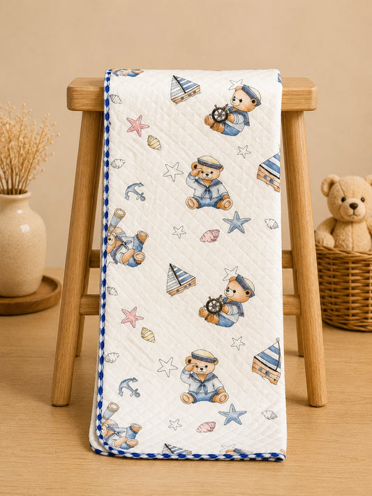 Baby Muslin 2 Layered Blanket – Soft & Breathable (85 x 85 cm) - Teddy Sail