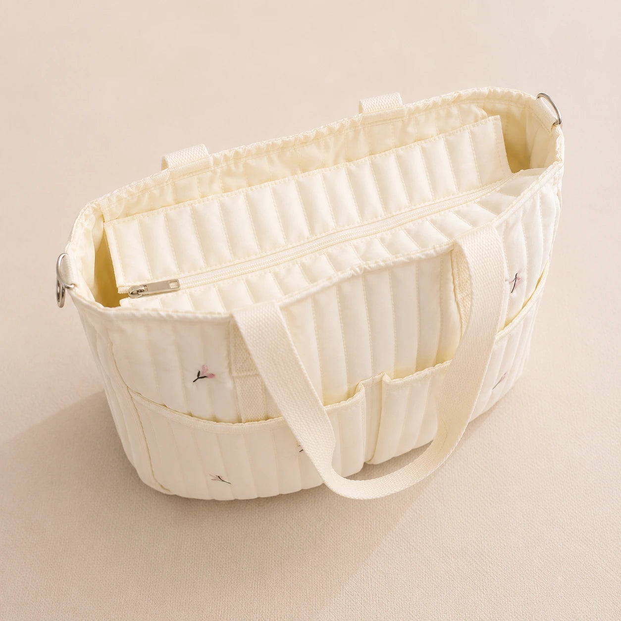 Muslin Mom Diaper Bag | Premium Baby Hospital & Travel Bag - Flower