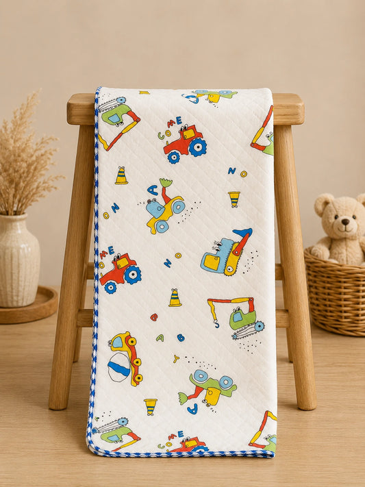 Baby Muslin 2 Layered Blanket – Soft & Breathable (85 x 85 cm) - Bull Dozer