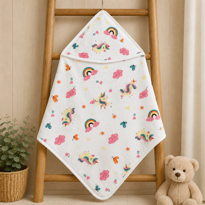 Double Layer Muslin Hooded Towel - Unicorn Print