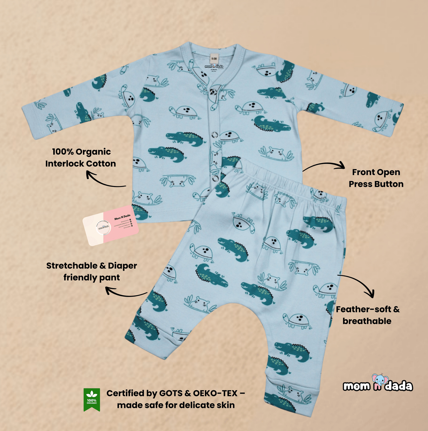 Winter Warm Full Sleeve Co - ord Sets - Crocodile Print - momndada