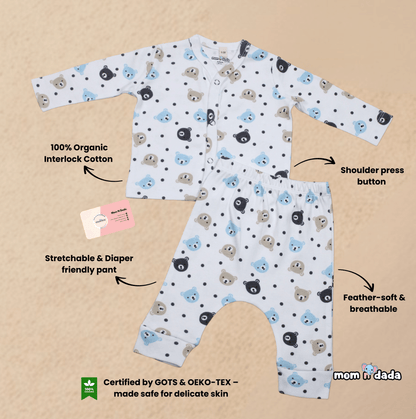 Winter Warm Full Sleeve Co - ord Sets - Teddy Print - momndada