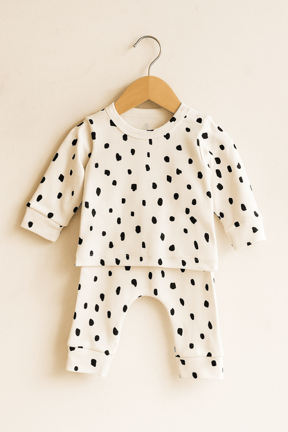 Winter Warm Full Sleeve Co - ordset - Black Print - momndada