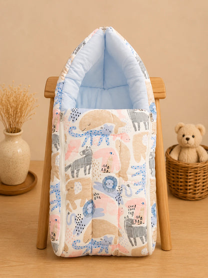 Baby Sleeping Bag & Carry Nest | Zoo print